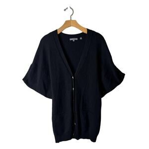 Vince Black Small Cashmere Button-Up Short Sleeve Kimono Dolman Sweater Cardigan